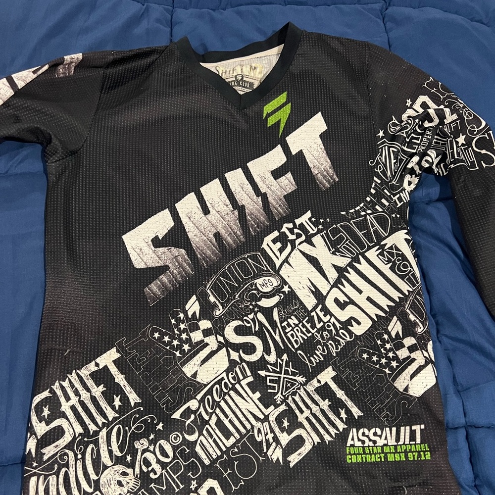 Boys large Black Long Sleeve Shift Racing Jersey